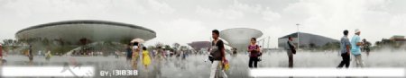 上海世博会庆典广场降温喷雾图片