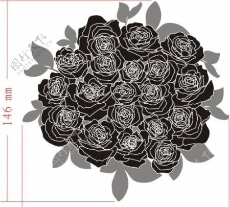 黑白玫瑰花加工压纹图片