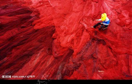 红色的渔网图片