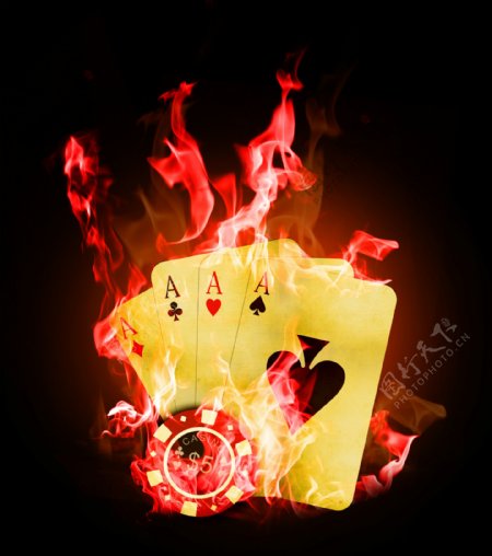 燃烧的扑克图片
