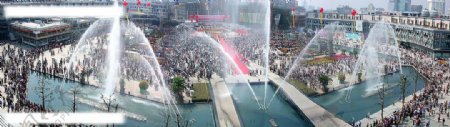 宁波天一广场音乐喷泉全景图片