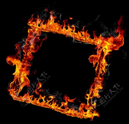 燃烧的方形框架图片