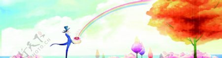 超大超长童话彩虹背景图图片