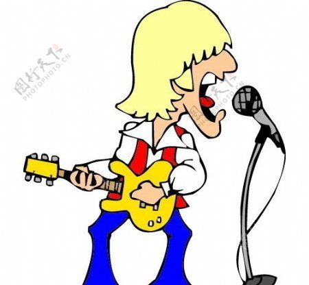 卡通弹吉它手歌唱明星图片