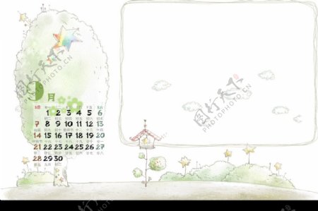 韩国08日历模板9月份图片