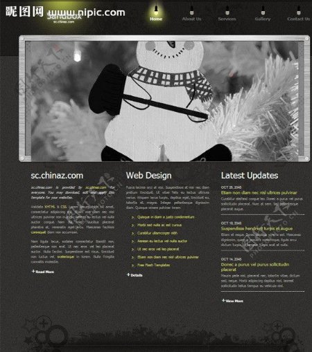 灰色复古设计网页模板图片