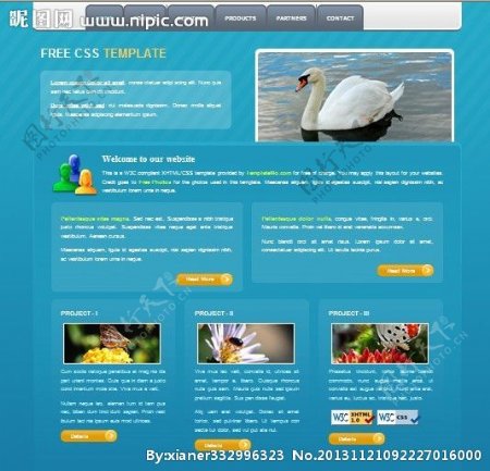 蓝颜色商务网页模板图片