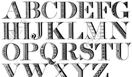 矢量复古艺术英文字母图片