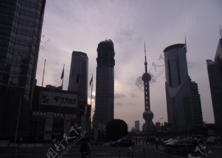 上海浦东夕阳图片
