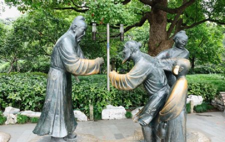 浙江杭州西湖公园里的雕塑图片