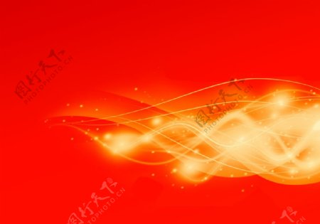 红色光影波浪线科技图片
