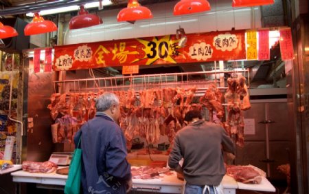 香港街景肉铺图片