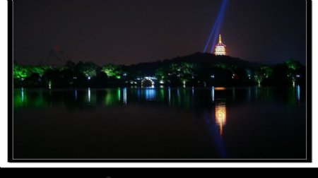 雨夜西湖之雷峰塔图片
