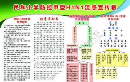 民和小学防控甲型H1N1流感宣传板图片