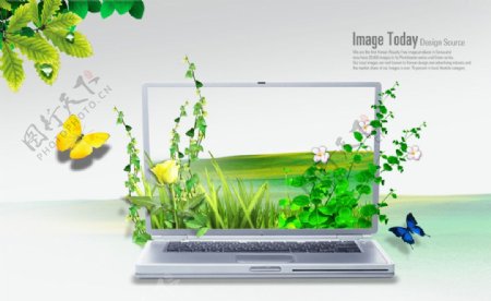 绿色电脑环保素材图片