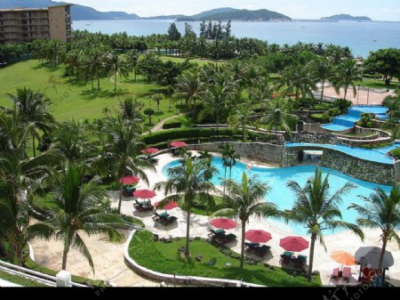 三亚湾凯莱酒店游泳池俯视图图片