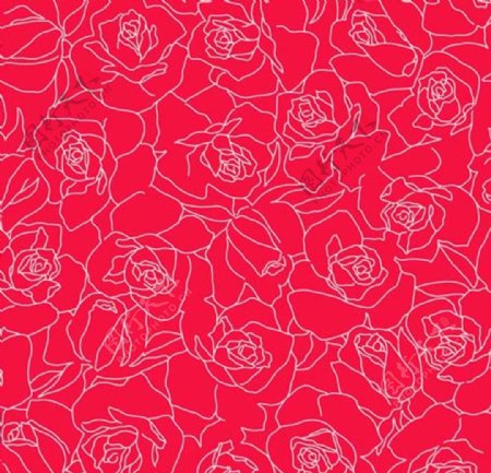 红底白描玫瑰花背景图图片