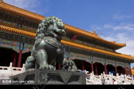 故宫狮子石狮中国风图片