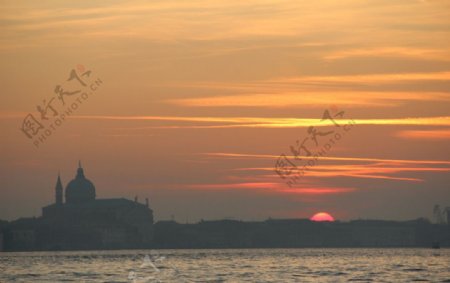 威尼斯落日图片