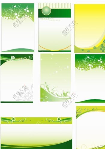 8款绿色花纹展板矢量图片