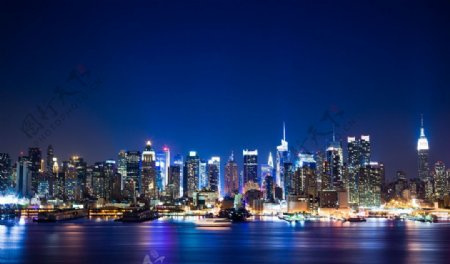 纽约曼哈顿夜景远眺图片