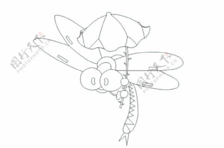 可爱的蜻蜓打伞图片