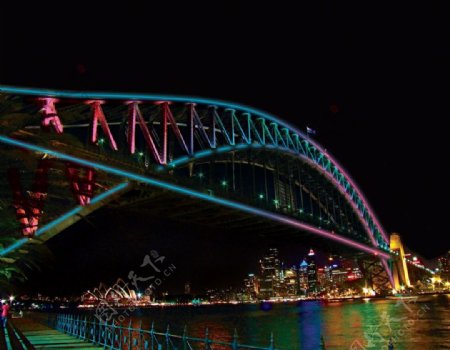 悉尼海港大桥夜景图片