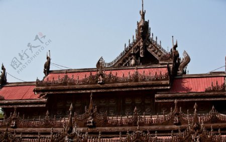 曼德勒乌木寺院图片