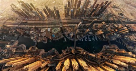 迪拜城市鸟瞰图图片