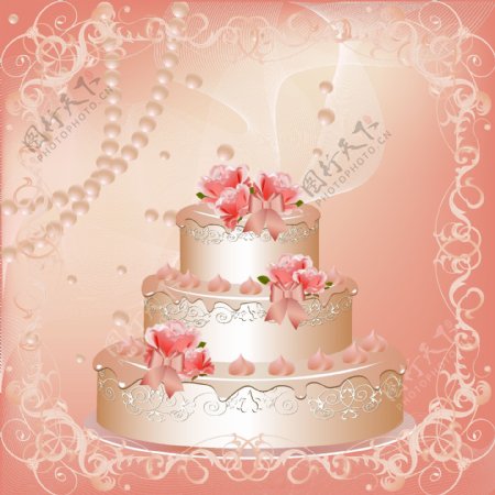 欧式花纹婚纱婚礼蛋糕图片