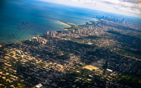 芝加哥城市全景俯瞰图片
