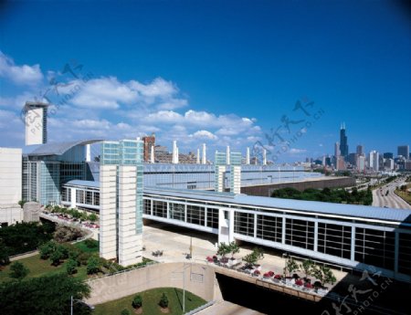 芝加哥蓝天白云城市美景图片