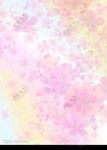 日式粉红花底纹图片