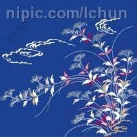日本传统图案矢量素材57花卉植物图片