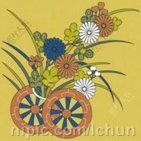 日本传统图案矢量素材48花卉植物图片