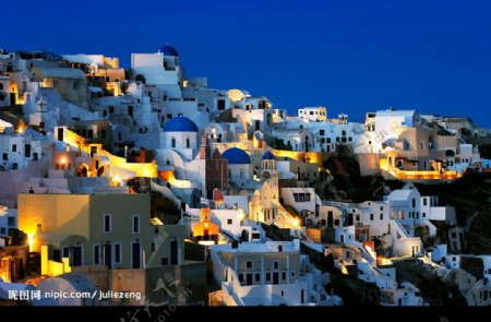 希腊夜景图片