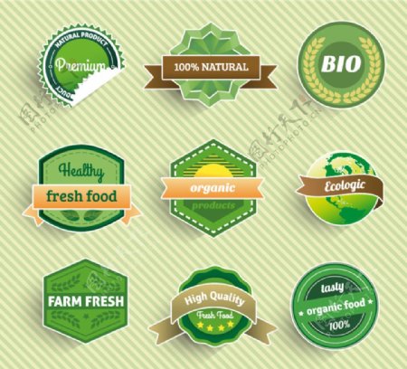 精致绿色食品标签图片