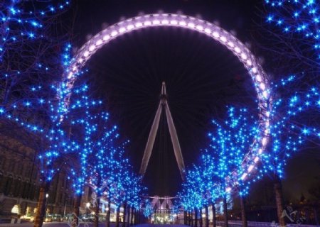 伦敦伦敦眼夜景图片