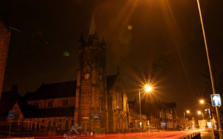 英国桑德兰夜景教堂图片