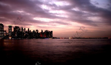 国外城市景色夜景夜色美国纽约曼哈顿图片