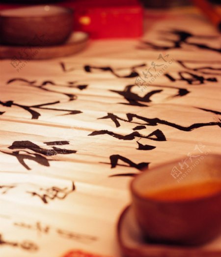 茶文化书法美食背景图片