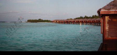 马尔代夫水上屋全景图片