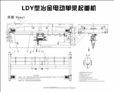 LDY冶金电动葫芦尺寸图图片
