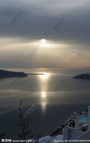希腊爱琴海傍晚图片