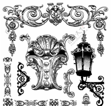 古典花纹边框装饰设计矢量图片