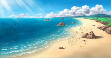动画背景沙滩图片