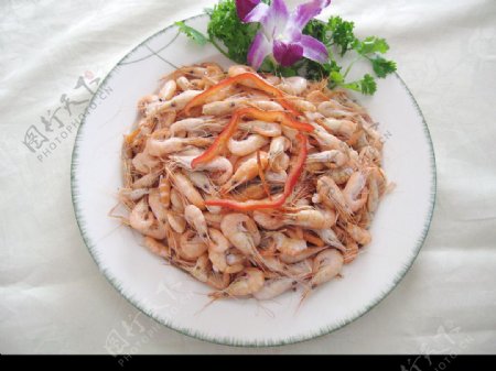 蒜苗焖河虾图片