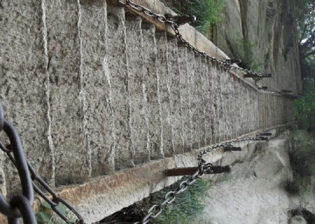 华山陡峭石阶图片