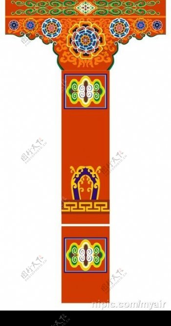 西藏风格的柱子图片