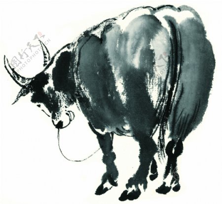 水墨风格的牛图片